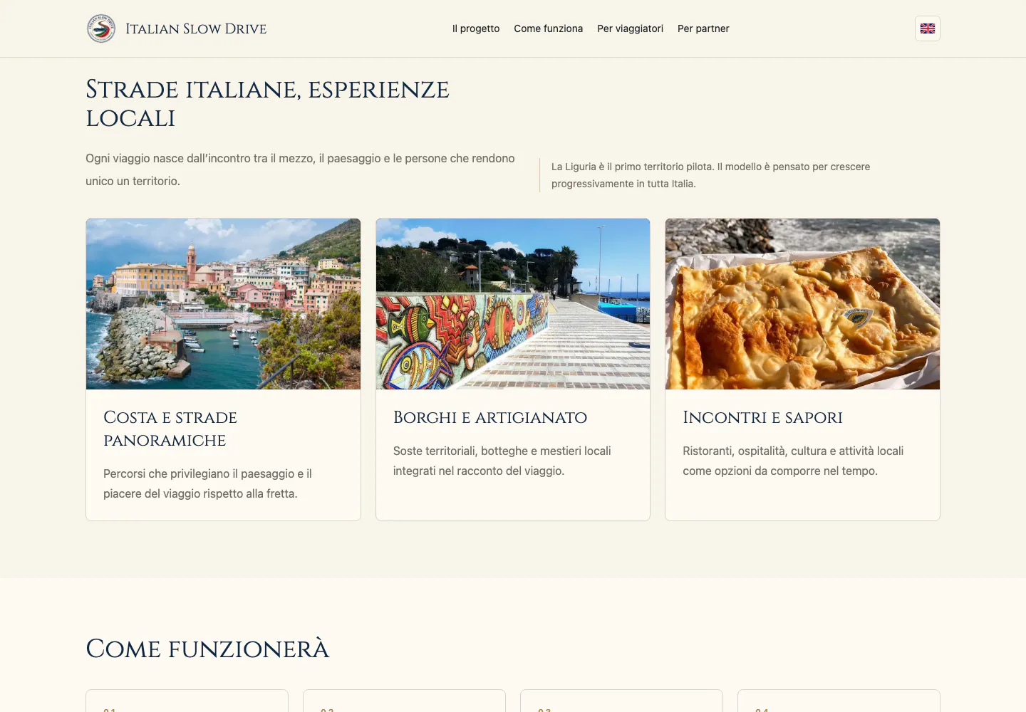 Sezione sulle esperienze locali del sito Italian Slow Drive