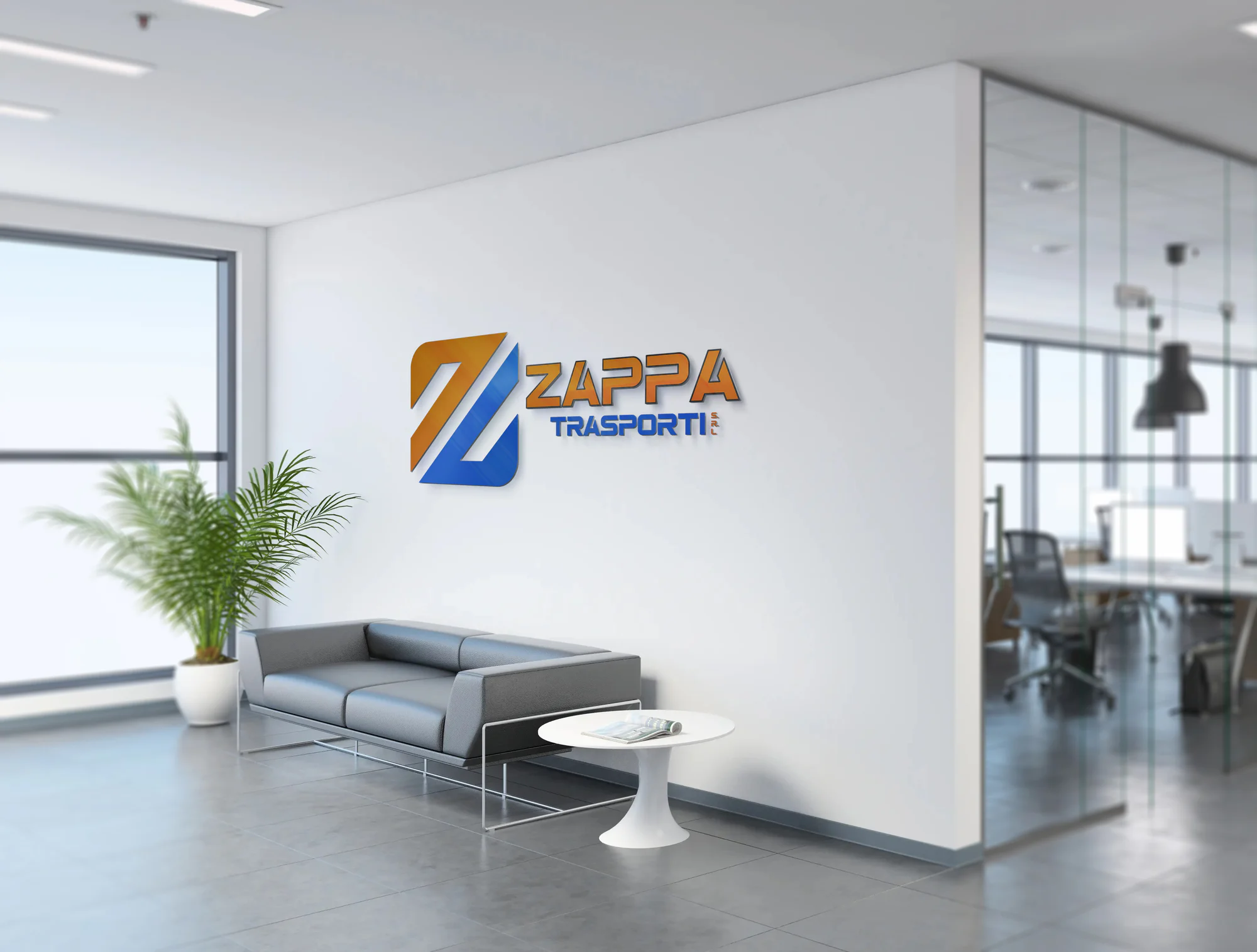 Marchio Zappa Trasporti applicato nello spazio aziendale